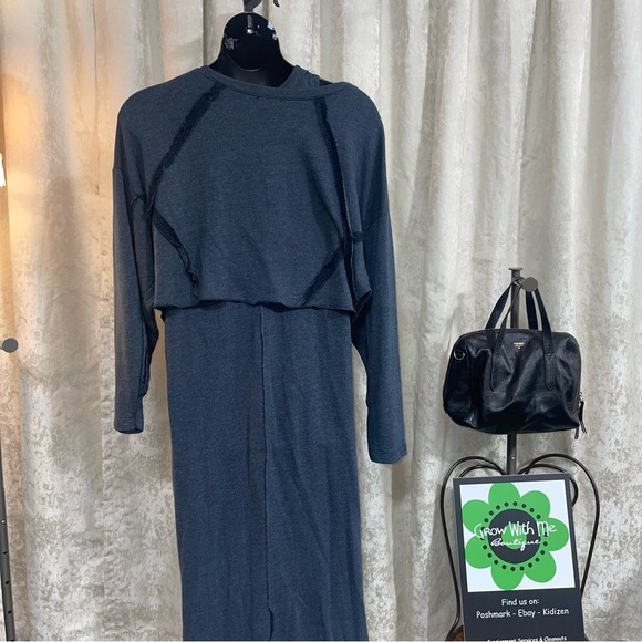 Blue Long Sleeve Raglan Crew Neck Dress 2pc - Picture 6 of 9